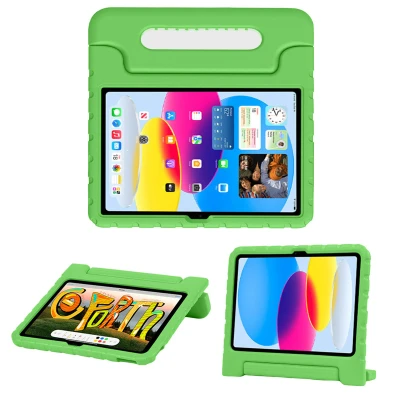 Afbeelding van Apple iPad 10.9 (2022) Hoes: iMoshion Kidsproof Backcover met handvat Shockproof/Valbescherming Softcase,Backcover Groen Siliconen En TPU (