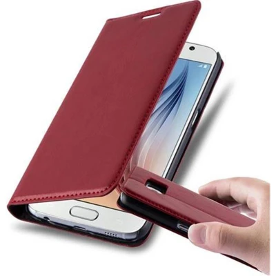 Afbeelding van Cadorabo Hoesje geschikt voor Samsung Galaxy S6 in APPEL ROOD Beschermhoes Case magnetische sluiting Cover
