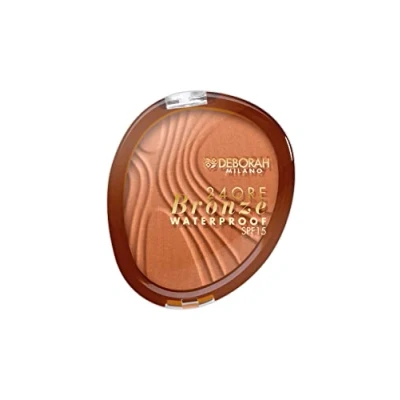 Afbeelding van Deborah Milano Compact gezicht, 24 uur, brons SPF 15, 01 Light Rose, bronzer van textuur waterdicht en duurzaamheid, geeft een heldere natuurlijk gebruinde huid, 12 g