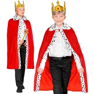 Afbeelding van Widmann Koning Prins &amp; Adel Kostuum Donkerrode Koninklijk Cape Kind Rood One Size Carnavalskleding Verkleedkleding