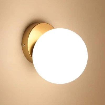 Afbeelding van Comely Binnenwandlamp, moderne 15cm wandlamp, creatieve glazen bol wandlamp E27 met antieke gouden voet, voor trappen, slaapkamers en gangen (lamp niet inbegrepen)