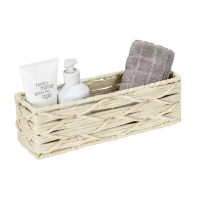 Afbeelding van Vabriano Badkamerbox, Opbergmand Van Papiergaas, Voor Opslag In Badkamer En Kantoor, 32 X 10 Cm, Boho Stijl, Beige