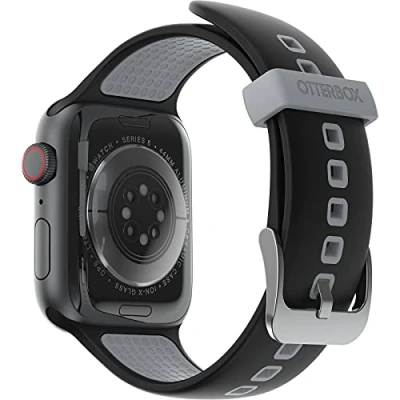 Afbeelding van OtterBox horlogeband voor de hele dag Apple Watch Series 9/8/7/6/SE 2e gen/SE 1e gen/5/4/3 38mm/40mm/41mm, vervangende duurzame, zachte siliconen band Watch, Autobahn Black