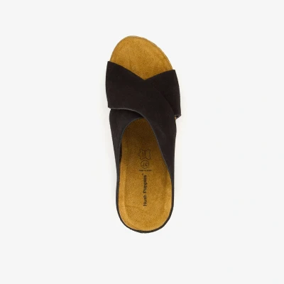 Afbeelding van Hush Puppies suede dames slippers zwart Maat 38