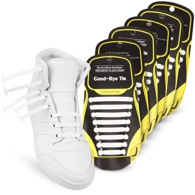 Afbeelding van SULPO Elastische siliconen schoenveters, zonder strikken, veters, strikloze rubberen veters voor alle schoenen, kinderen en volwassenen, wit X3, Eén Maat