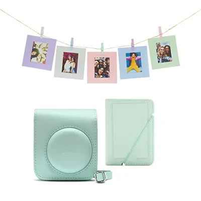 Afbeelding van Fujifilm Instax Mini 12 accessoires Cameratas, fotokaarten met clips &amp; fotoalbum Mint Groen