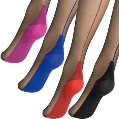 Afbeelding van Clio Hold Ups Up Kousen Zwart met Blauwe Naad 10 Den. T3 Medium
