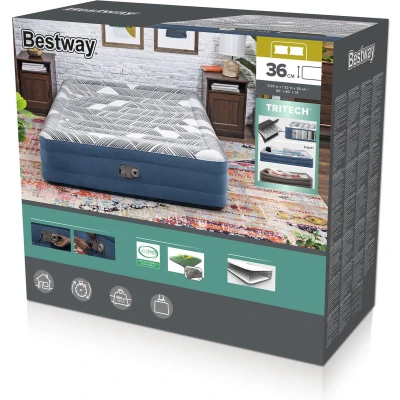 Afbeelding van Bestway TriTech luchtbed Fashion Flock met geïntegreerde elektrische pomp Double XL/Lo 203 x 152 36 cm