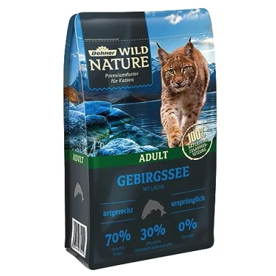 Afbeelding van Dehner Wild Nature Kattenvoer, bergzee, droogvoer, graanvrij/suikervrij, voor volwassen katten, zalm, 1,5 kg