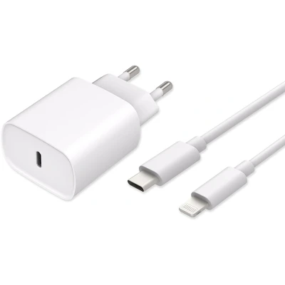 Afbeelding van Cazy Power Delivery USB C Oplader 20W + naar Lightning Kabel MFi gecertificeerd 75cm Wit