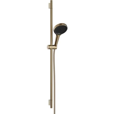 Afbeelding van hansgrohe rainfinity doucheset 130 3jet ecosmart met glijstang 90 cm push schuifstuk en textiel doucheslang 160 brushed bronze 28744140