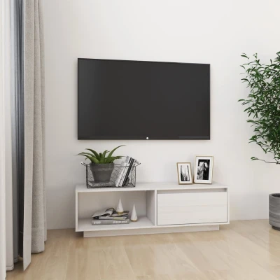 Afbeelding van Tv meubel 110x30x33,5 cm massief grenenhout wit