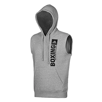 Afbeelding van adidas Heren Community Vertical Hoody Mouwloos Boxing Hoodie Mouwloos, grijs/zwart, S, S