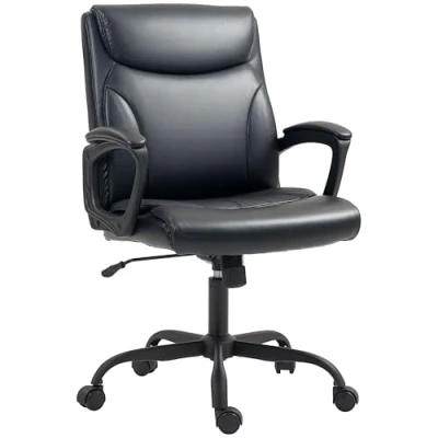 Afbeelding van HOMCOM Bureaustoel, ergonomische stoel met verstelbare hoogte, kantelfunctie, draaistoel, 60 x 68 95,5 105 cm, zwart