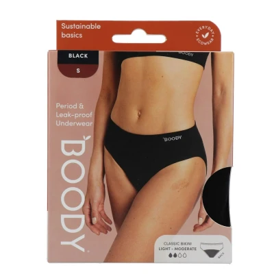 Afbeelding van Boody Menstruatieondergoed bikinislip zwart licht/norm S 1 stuks