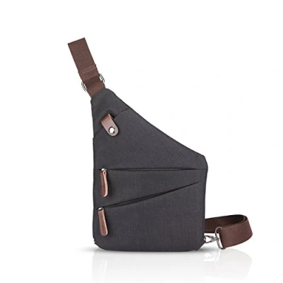 Afbeelding van FANDARE Borsttas, gesegmenteerde schoudertas, heren en dames, sling bag, crossover rugzak, sporttas voor outdoor, reizen, wandelen, avontuur, sport, crossbody zwart, Large,