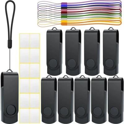 Afbeelding van Uflatek Memory Stick 1 GB Zwart USB 2.0 Flash Drive 10 Stuks Thumb Drives Jump Swivel Pendrive Gemengde kleuren Sticks