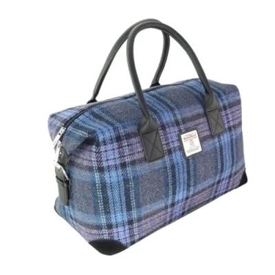 Afbeelding van Weekendtas Esk Stewart Blauw en Paars Harris Tweed Glen Appin of Scotland
