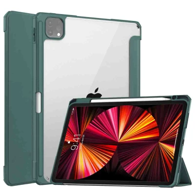 Afbeelding van Apple iPad Pro 11 (2022) Hoes: iMoshion Trifold Hardcase Bookcase Shockproof/Valbescherming Hardcase,Bookcase Groen Kunststof Tablet Hoezen