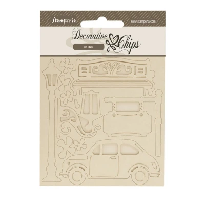 Afbeelding van Stamperia SCB250 Decoratieve chips, bruin, 14 x 0,1 cm
