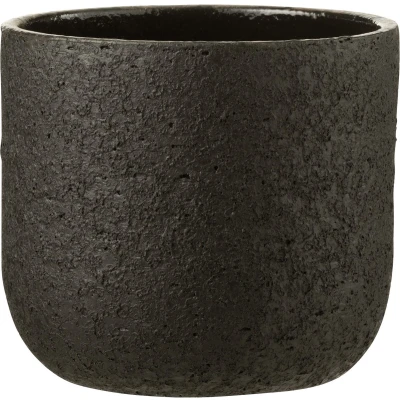 Afbeelding van J Line bloempot Ruw keramiek zwart large Ø 22.00 cm