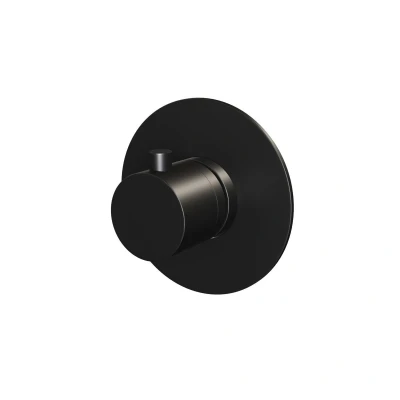 Afbeelding van Brauer Black Edition inbouwthermostaat inbouwdeel 1 gladde knop mat zwart Minimalistisch design