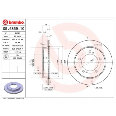 Afbeelding van Brembo Remschijf 09.6859.10