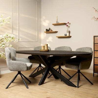 Afbeelding van Eettafel Brandy Black 210 cm Ovaal Meerdere afmetingen beschikbaar