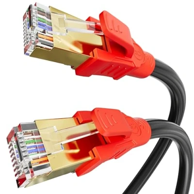Afbeelding van Ethernet Kabel 5m, Netwerkkabel Cat 8 Hoge Snelheid 40Gbps 2000MHz LAN 5 Meter Cat8 SFTP Afgeschermde Gigabit RJ45 26AWG Internet Lang Zwart Cable POE voor Routers Modems