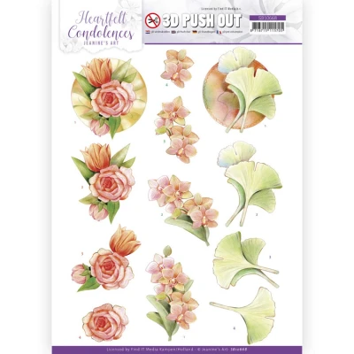 Afbeelding van 3D Push Out Jeanine&#039;s Art Heartfelt Condolences Salmon Flowers