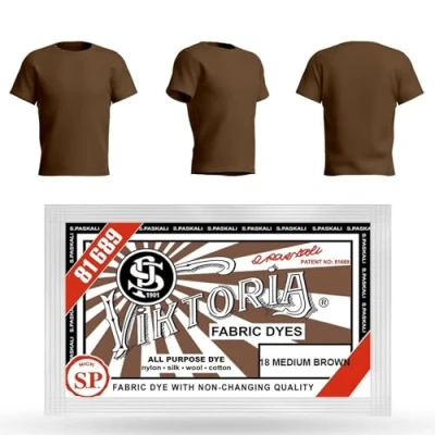 Afbeelding van Vicoria textielverf, wasmachinebestendig, 59 kleuren, stofverf, textielkleuren wasbestendig, kleding verven (18 taupe, 1 stuks)