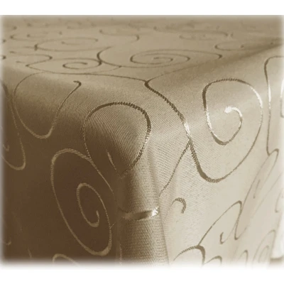 Afbeelding van JEMIDI tafelkleed ornamenten zijdeglans edele tafelhoes Bruin Vorm Rond Maat 180x180