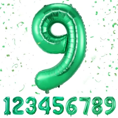 Afbeelding van ballon verjaardag cijfers groene 9 jaar folieballon reuzen in 40&quot; 101cm verjaardagsdecoratie cijfer decoratie voor vliegt met helium