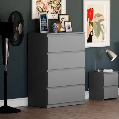 Afbeelding van Vida Designs Denver commode met laden, grijs, 4 laden