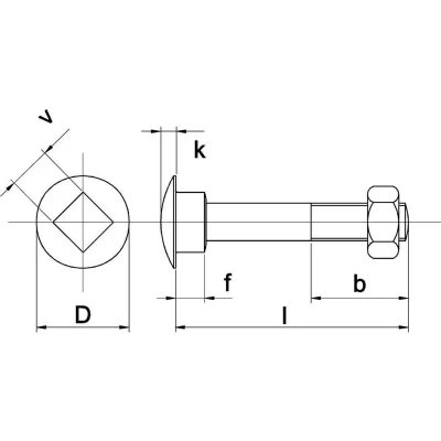 Afbeelding van Kelfort Slotbout met moer verzinkt M6 x 75mm
