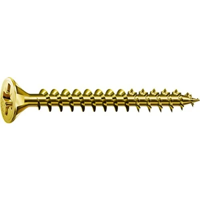 Afbeelding van SPAX Universele schroef, 3,0 x 40 mm, 200 stuks, kruiskop Z1, verzonken kop, volledige schroefdraad, 4CUT, YELLOX A2L, geel verzinkt, 1081020300403