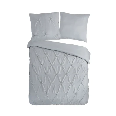Afbeelding van Luxe Dekbedovertrek 135x200 cm Zilver Stiksel Plooien 1 Persoons Microfiber Oeko Tex Gecertificeerd