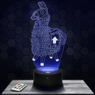 Afbeelding van Lama Fortnite, nachtlamp, touchscreen, 3D ledlamp, illusie, cadeau idee, Kerstmis, verjaardag, jongens en meisjes, bedlamp, kinderkamer of volwassenen