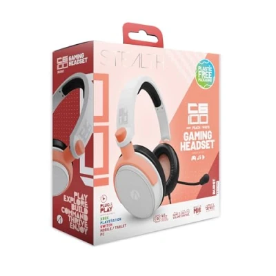 Afbeelding van STEALTH C6 100 Gaming Headset BURST Perzik &amp; Wit, Multiplatform, Werkt met Xbox, PS, Switch, PC, Mobiel en Tablet
