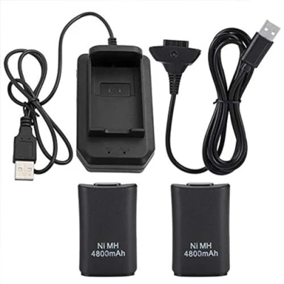 Afbeelding van 360 Controller Batterij Pack Voor XBOX Oplaadbare 4800mAh Vervanging met 1,5 meter USB Oplaadkabel en Oplaadbasis