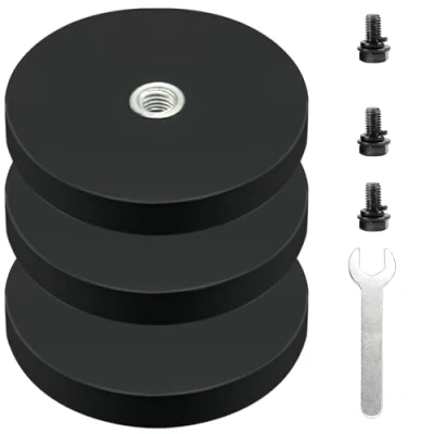 Afbeelding van Nizirioo 3 stuks neodymium magneten, met rubber, grote Ø 88 mm, M6 buitendraad en kleine zeskantsleutel, 30 kg hechtkracht, magneten schroefbaar voor schroeven, oogje of haak