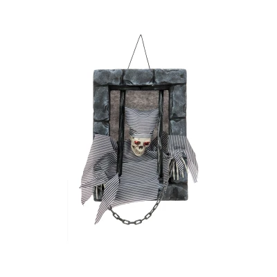 Afbeelding van Europalms Halloween Skelet, gevangene met lichteffect, 46cm decoratie versiering accessoires feestje