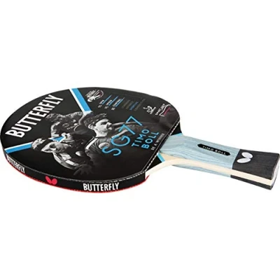 Afbeelding van Butterfly Timo Boll SG77 Tafeltennisvleermuis ITTF Goedgekeurd 1.8mm Pan Azië Rubber, Zwart/Rood, One Size