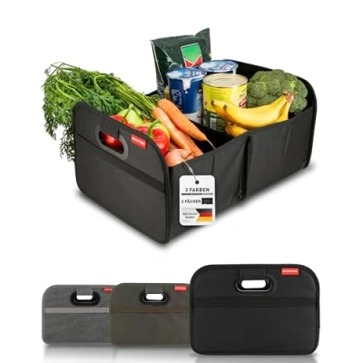 Afbeelding van MyHappyRide auto kofferbaktas zwart kofferbak organizer inklapbaar opvouwbare opbergdoos antislip en waterdichte bodem vouwbox
