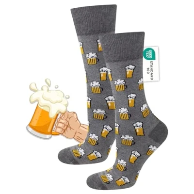 Afbeelding van soxo Bier Sokken Heren Cadeau Voor Mannen Happy Socks Men 40 45 Grijs