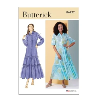 Afbeelding van BUTTERICK B6977U5 Misses&#039; jurk en sjerp U5 (16 18 20 22 24)
