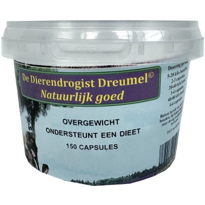 Afbeelding van Dierendrogist Metabolisme Ondersteuning Capsules voor Honden en Katten bij Overgewicht 150ST Zeealgen Zeewier Spirulina