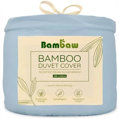 Afbeelding van Bamboe Dekbedovertrek 240 x 220 cm Ultrazacht Lichtblauw Eco Dekbedhoes Luxe Beddengoed Hypoallergeen Puur viscose rayon Ultra ademende Stof Bambaw