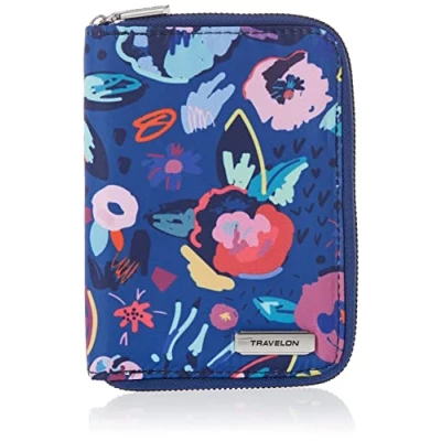 Afbeelding van Travelon Rfid blokkeren Paspoort rits portemonnee, Mod Bloemen, 4.5 x 0.75 6, Blokkerende Zip Portemonnee