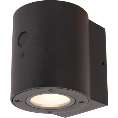 Afbeelding van Lucide PERTH Wandlamp Zonne energie Ø 9 cm LED Dimb. 1x1W 2850K/3150K IP65 Dag/nacht sensor Zwart